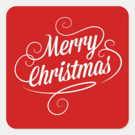 陽気なメリークリスマス文字のシール スクエアシール