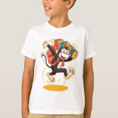 陽気なモンキースクールマンガバックパック&ブックおもしろい Tシャツ (正面)