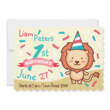 陽気なライオンファースト誕生日招待状