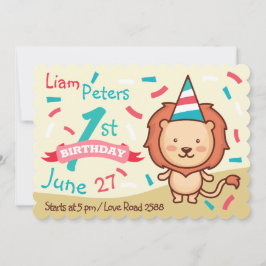 陽気なライオンファースト誕生日招待状 招待状
