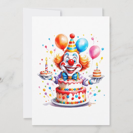 陽気なリトルピエロ水彩バースデーパーティー 招待状 (裏面)