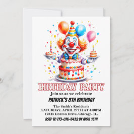 陽気なリトルピエロ水彩バースデーパーティー 招待状
