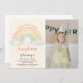 陽気なレインボー誕生日招待状 招待状 (正面/裏面)