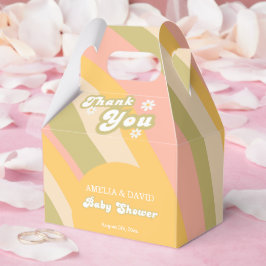 陽気なレトロイエローデイジー男の赤ちゃんシャワー フェイバーボックス