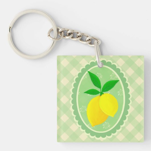 陽気なレトロサニーイエローレモン キーホルダー (正面)
