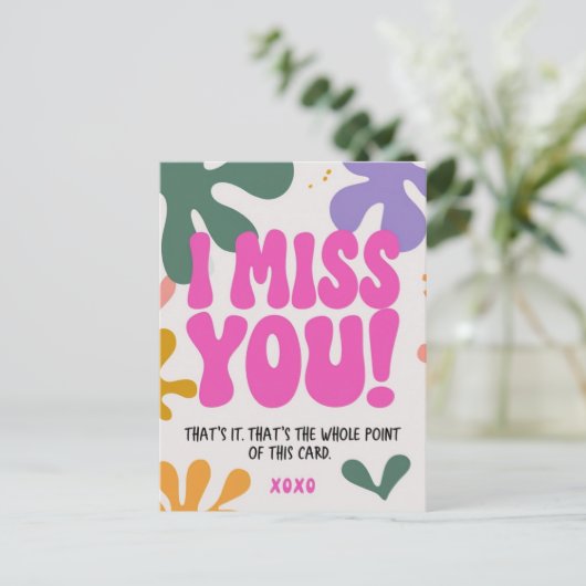 陽気なレトロ恋しく思I You Greeting Cardデザイン ポストカード (スタンド正面)