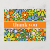 陽気なレトロ60年代の花柄のサンキュー ポストカード (正面)