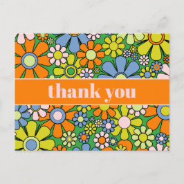 陽気なレトロ60年代の花柄のサンキュー ポストカード