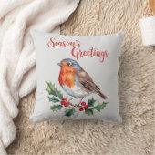 陽気なロビンからの季節の挨拶 クッション (ブランケット)