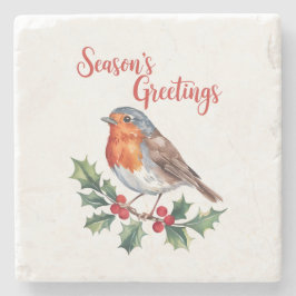 陽気なロビンからの季節の挨拶 ストーンコースター