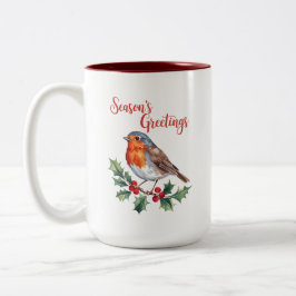 陽気なロビンからの季節の挨拶 ツートーンマグカップ