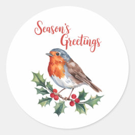 陽気なロビンからの季節の挨拶 ラウンドシール