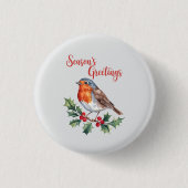 陽気なロビンからの季節の挨拶 缶バッジ (正面)