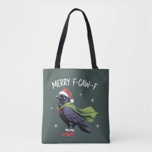 陽気なワシタカカラス 楽しいクリスマスのカラス サーモン トートバッグ