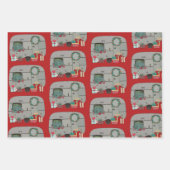 陽気なヴィンテージキャラバントラベルトレーラーホリデー ラッピングペーパーシート (正面3)