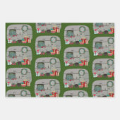 陽気なヴィンテージキャラバントラベルトレーラーホリデー ラッピングペーパーシート (正面)