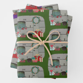 陽気なヴィンテージキャラバントラベルトレーラーホリデー ラッピングペーパーシート