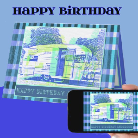 陽気なヴィンテージキャンパートレーラーハッピーバースデー カード