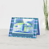 陽気なヴィンテージキャンパートレーラーハッピーバースデー カード (正面)