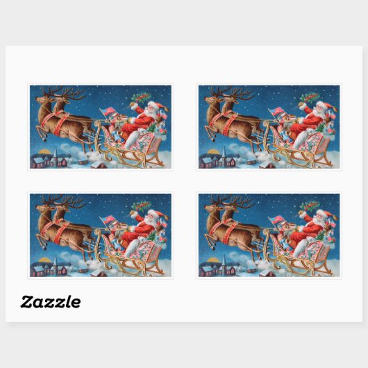 陽気なヴィンテージサンタが彼のスレッドで 長方形シール (シート)