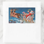 陽気なヴィンテージサンタが彼のスレッドで 長方形シール (バッグ)