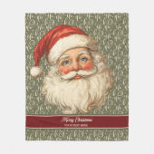 陽気なヴィンテージサンタスローforクラシッククリスマス フリースブランケット (正面)