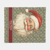 陽気なヴィンテージサンタスローforクラシッククリスマス フリースブランケット (正面(横))