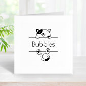 陽気な三毛猫のぞき名前をカスタムする ラバースタンプ