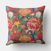 陽気な中国の牡丹フローラ クッション (裏面)