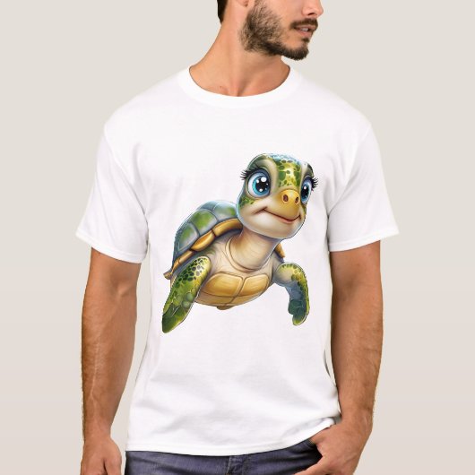 陽気な亀と水中の冒険。 Tシャツ (正面)