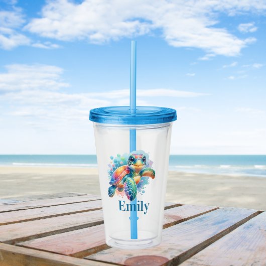 陽気な亀のデザイン アクリルタンブラー
