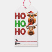 陽気な休日の牛のクリスマスラベル ギフトタグ (正面)