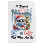 陽気な休日雪だるまサンタサック ミディアムペーパーバッグ (正面)