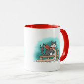 陽気な冬の漫画の猫 マグカップ (正面右)
