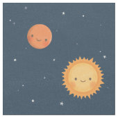 陽気な太陽と惑星宇宙テーマ ファブリック (クローズアップ)