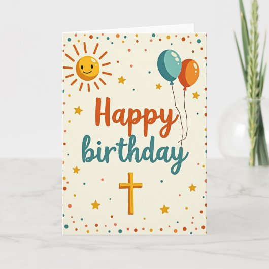 陽気な太陽の誕生日カード カード (正面)