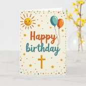 陽気な太陽の誕生日カード カード (黄色い花)