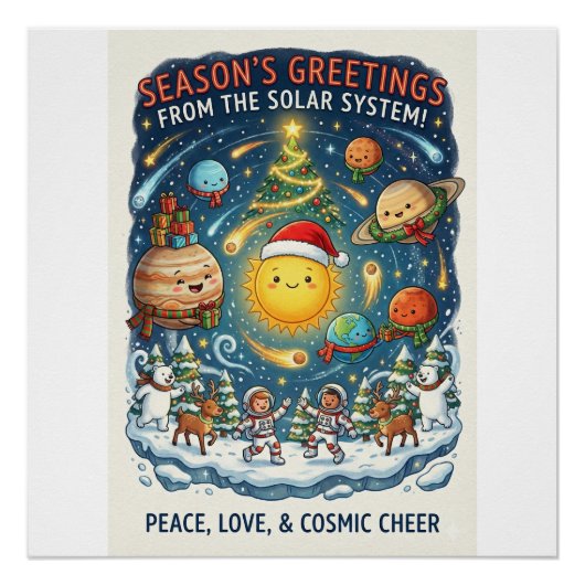 陽気な太陽系のクリスマスパーティー ポスター (正面)
