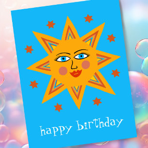 陽気な太陽 HAPPY BIRTHDAY オーダーメイド ポストカード