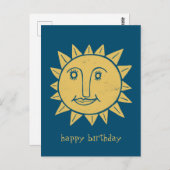 陽気な太陽 HAPPY BIRTHDAY オーダーメイド ポストカード (正面/裏面)