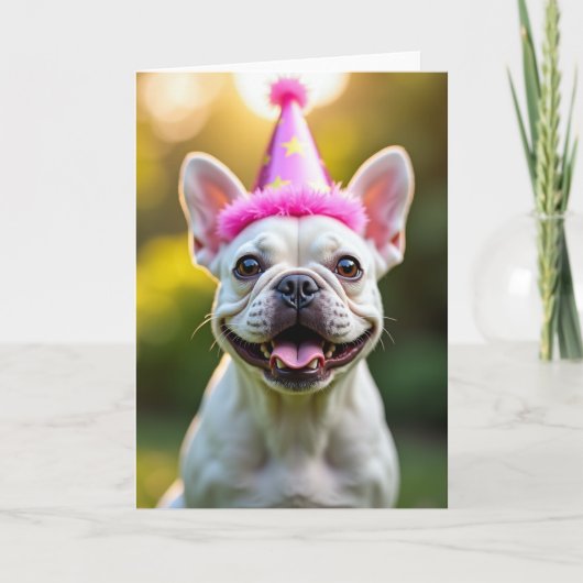 陽気な子犬の誕生日カード カード (正面)