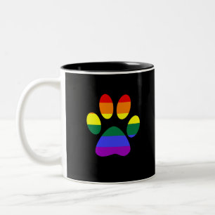 陽気な子犬陽気な犬の足LGBTのプライドのレズビアンのギフト ツートーンマグカップ