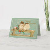 陽気な季節の挨拶塀の2羽の鳥 シーズンカード (正面)