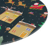 陽気な家族と雪の中のメリークリスマス カッティングボード (角)