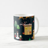 陽気な家族と雪の中のメリークリスマス コーヒーマグカップ (正面右)