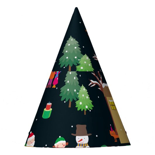 陽気な家族と雪の中のメリークリスマス パーティーハット (正面)