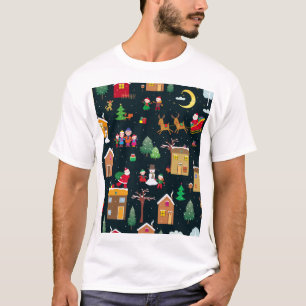 陽気な家族と雪の中のメリークリスマス Tシャツ