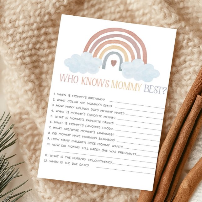 陽気な小さな太陽の光　ママのことを一番知っているのは誰？ (Boho Rainbow Baby Shower Who Knows Mommy Best Game)