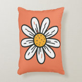 陽気な手描きデイジークッションレトロスタイル アクセントクッション (正面(垂直))