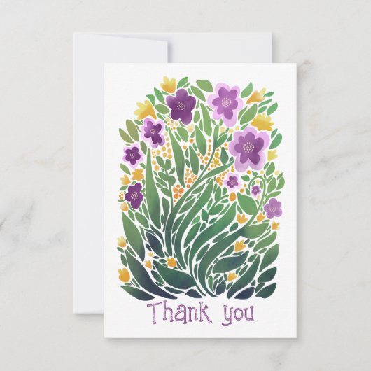 陽気な抽象芸術フローラフラットサンキューカード サンキューカード (正面)